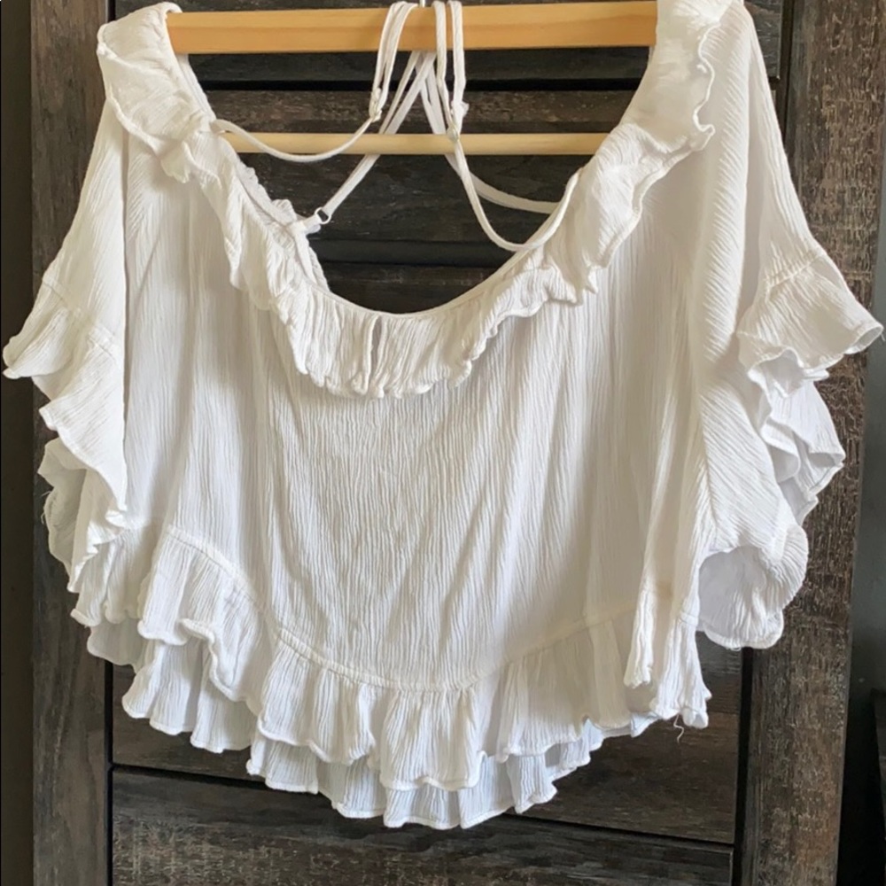 Off the Shoulder Ruffled Crop Top